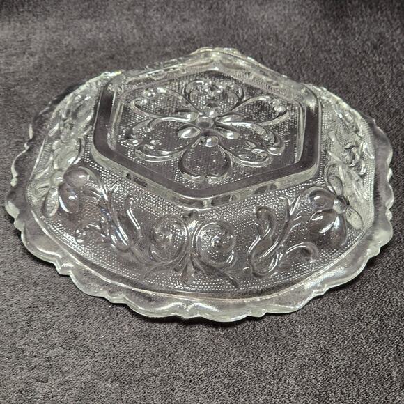 Indiana Glass Clear Hexagonal Embossed Flower Bowl Decorative Dish - Picture 4 of 8